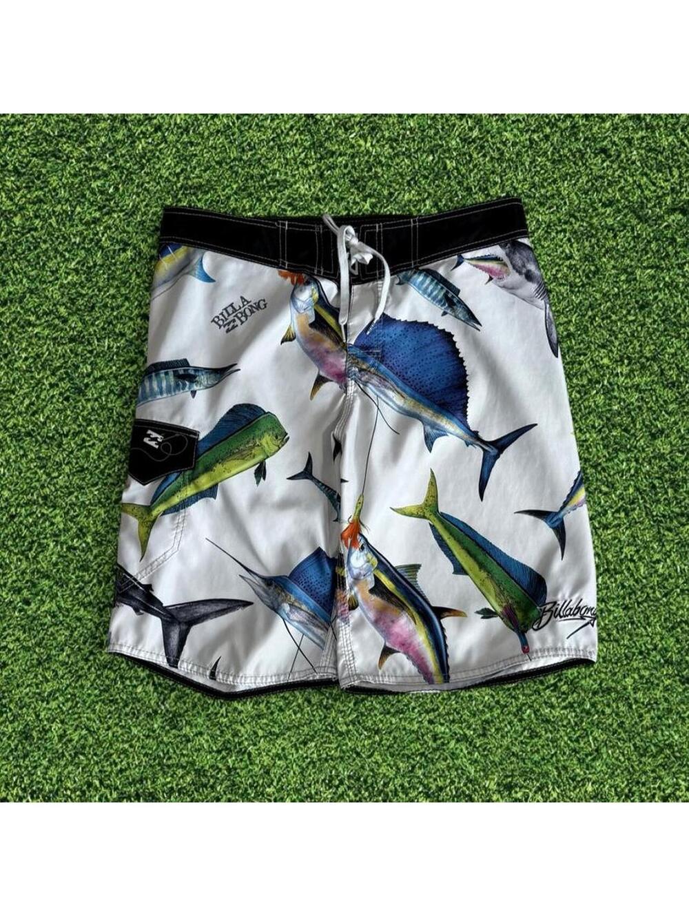 Y2K Vintage Billabong Multicolor Fish Graphic Board Shorts